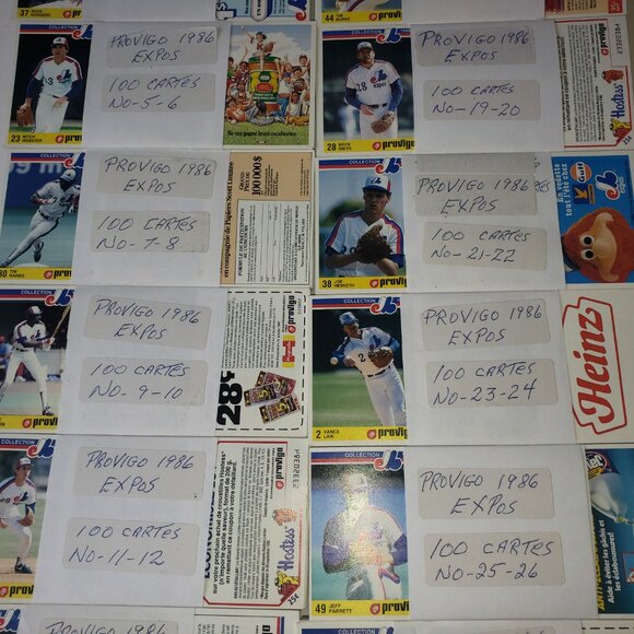 100 Sets! of Uncut Provigo Baseball Cards 1986 Montreal Expos 28 Cards Per Set - Picture 5 of 10